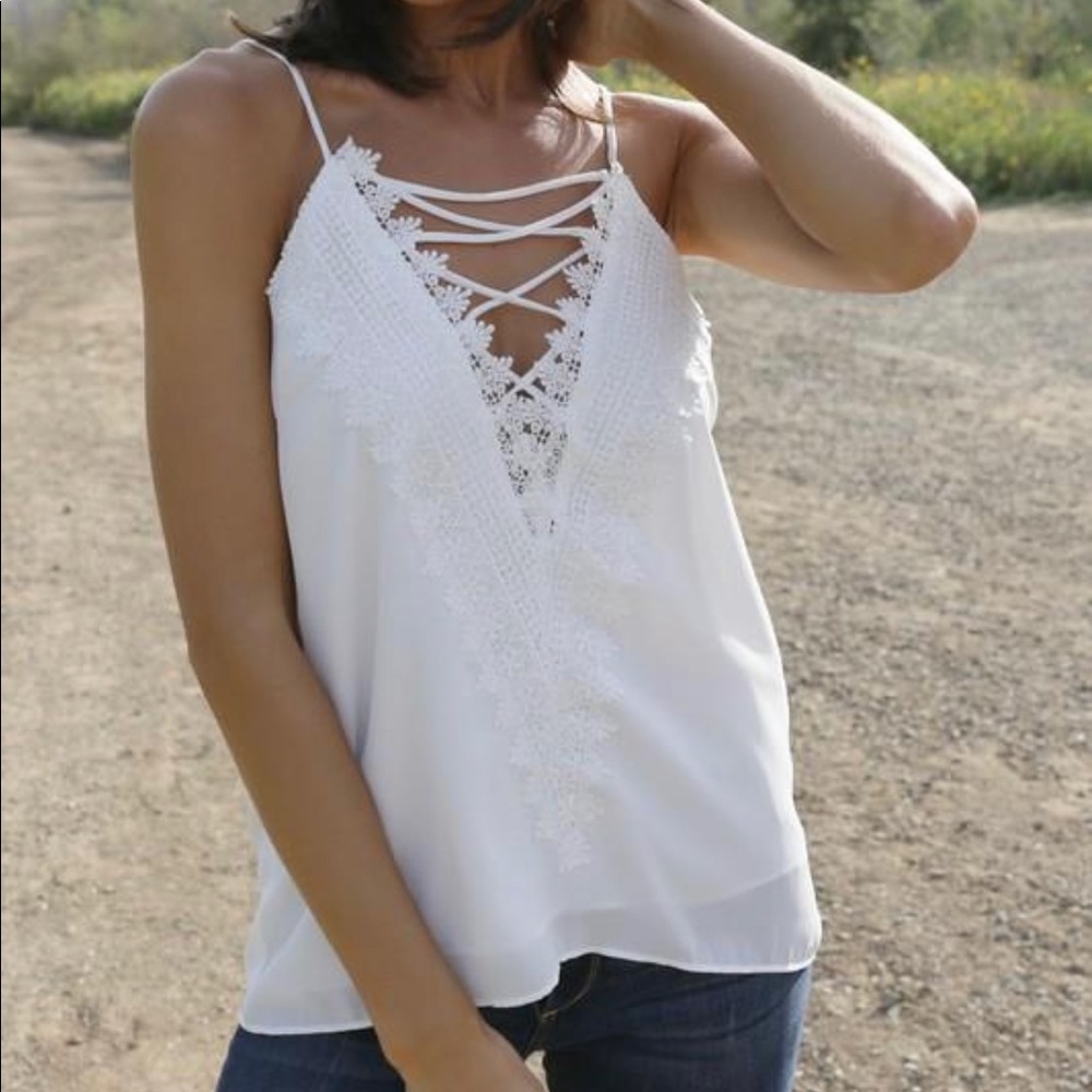 Lace Detailed Lace Up Tank
